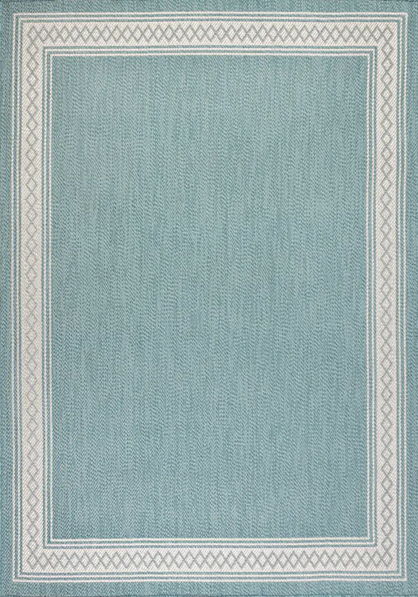 Aqua And Light Gray Indoor Outdoor Area Rug Photo 1