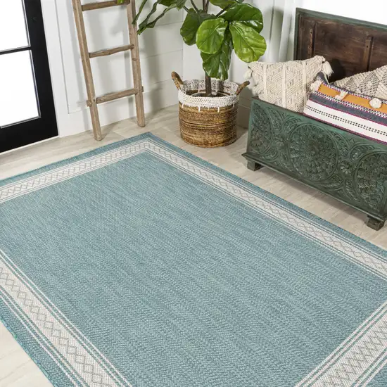 Aqua And Light Gray Indoor Outdoor Area Rug Photo 7