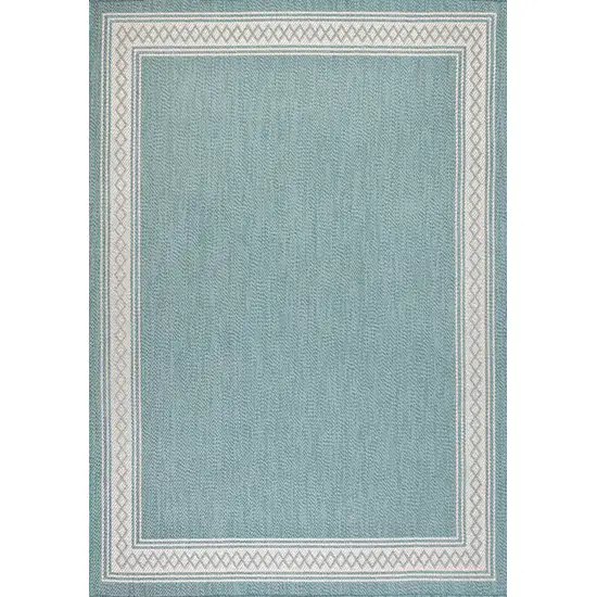 Aqua And Light Gray Indoor Outdoor Area Rug Photo 1