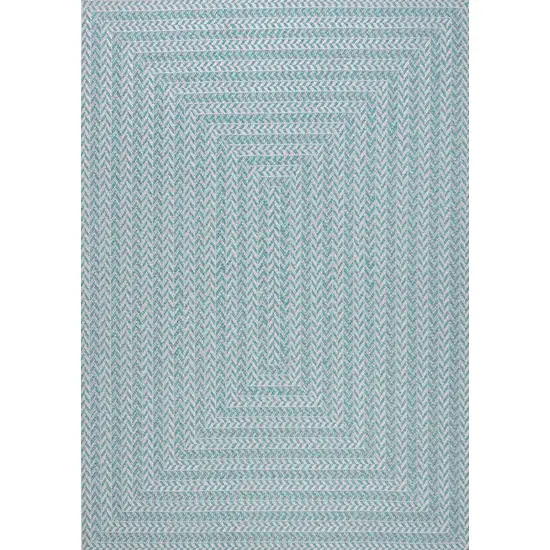 Aqua And Light Gray Striped Indoor Outdoor Area Rug Photo 1
