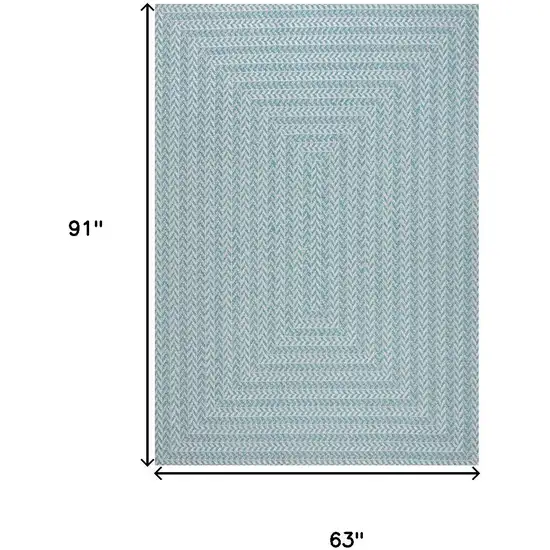 Aqua And Light Gray Striped Indoor Outdoor Area Rug Photo 3