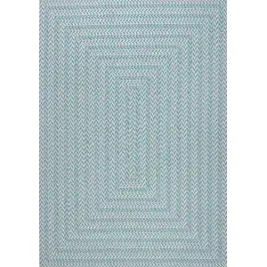 Photo of Aqua And Light Gray Striped Indoor Outdoor Area Rug