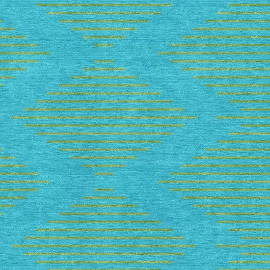 Aqua And Lime Green Geometric Washable Area Rug With UV Protection Photo 2