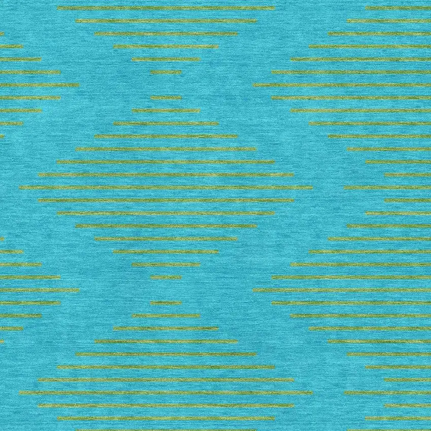 Aqua And Lime Green Geometric Washable Area Rug With UV Protection Photo 2