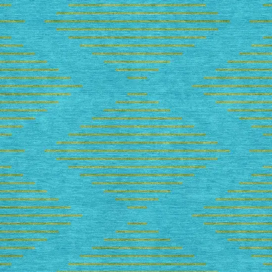 Aqua And Lime Green Geometric Washable Area Rug With UV Protection Photo 2