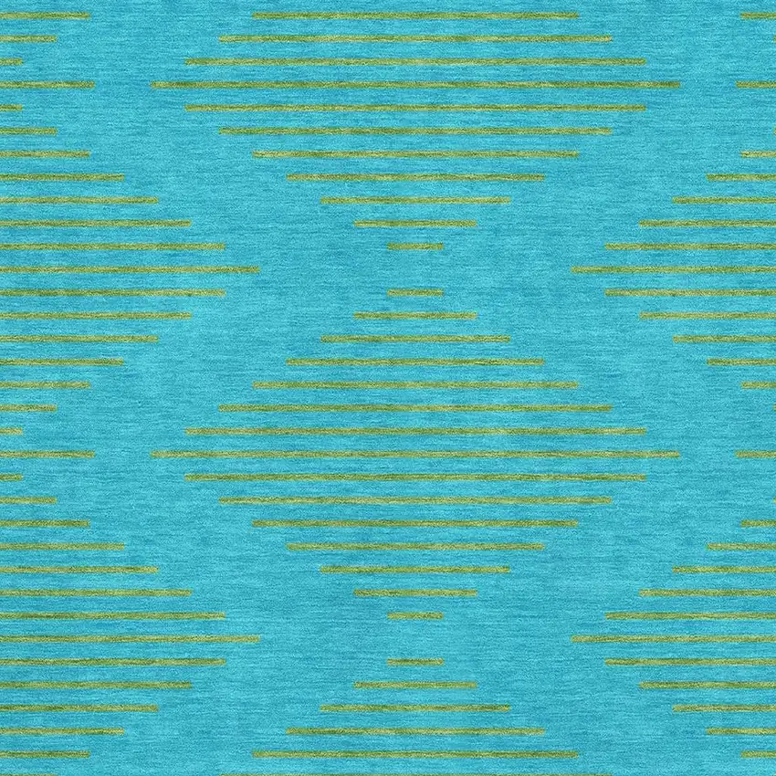 Aqua And Lime Green Geometric Washable Area Rug With UV Protection Photo 2