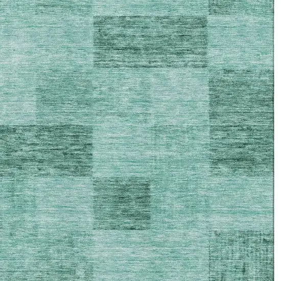 Aqua And Mint Green Geometric Washable Area Rug With UV Protection Photo 2