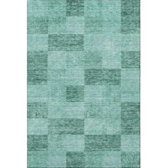 Aqua And Mint Green Geometric Washable Area Rug With UV Protection Photo 3