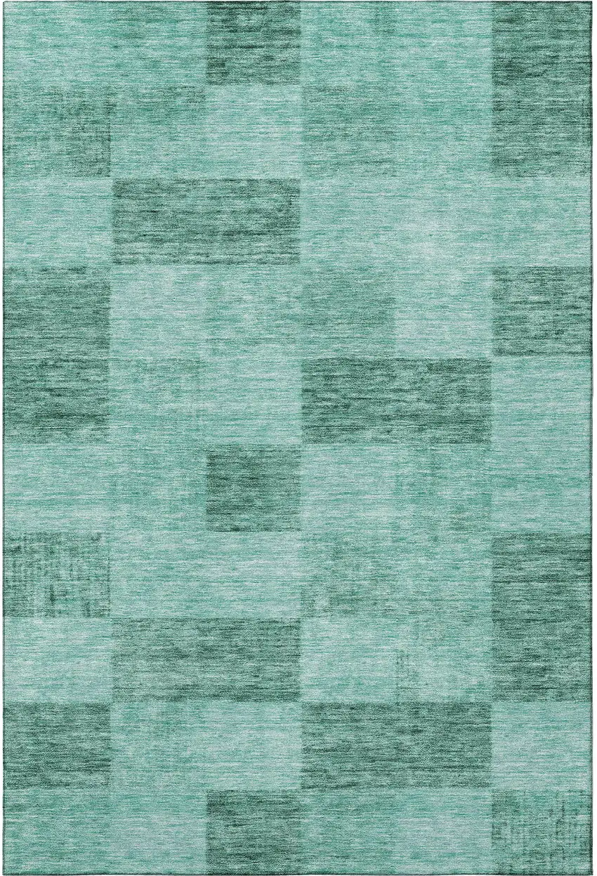 Aqua And Mint Green Geometric Washable Area Rug With UV Protection Photo 3