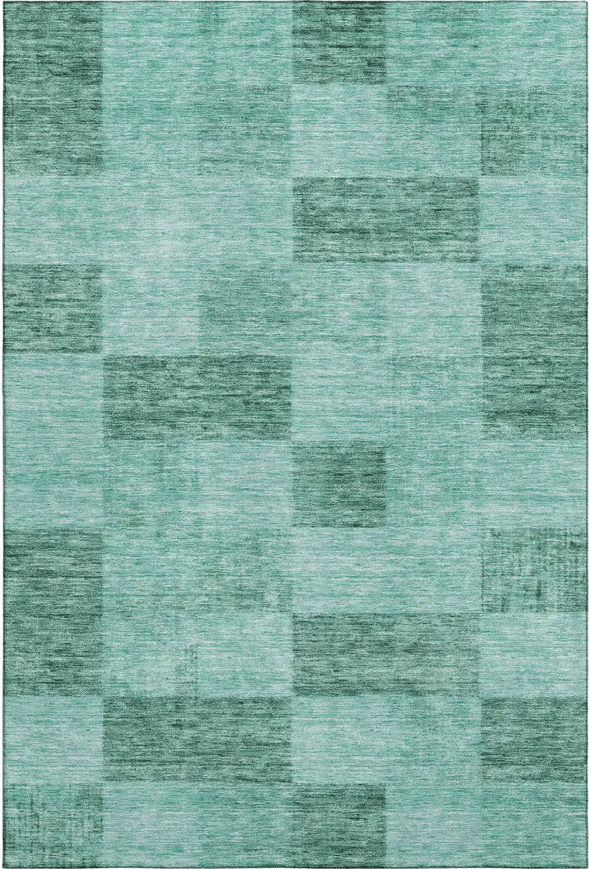 Aqua And Mint Green Geometric Washable Area Rug With UV Protection Photo 1