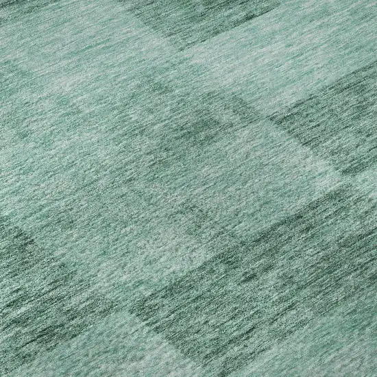 Aqua And Mint Green Geometric Washable Area Rug With UV Protection Photo 9