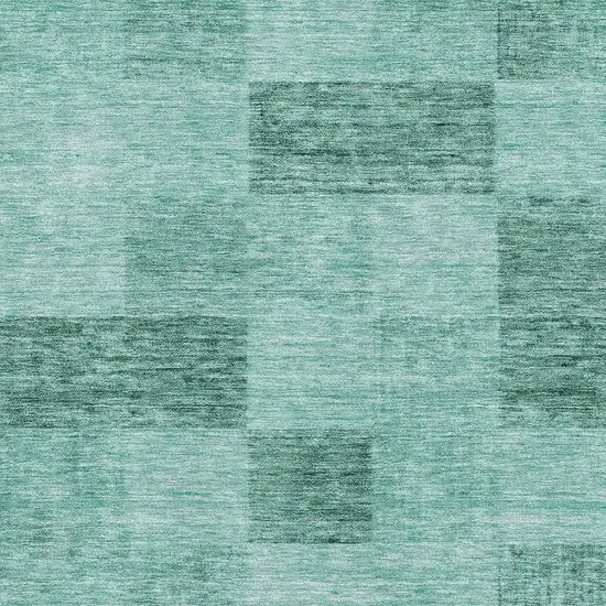 Aqua And Mint Green Geometric Washable Area Rug With UV Protection Photo 2