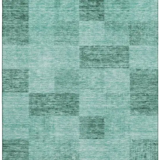 Aqua And Mint Green Geometric Washable Area Rug With UV Protection Photo 3