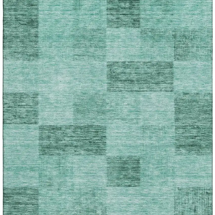 Aqua And Mint Green Geometric Washable Area Rug With UV Protection Photo 3
