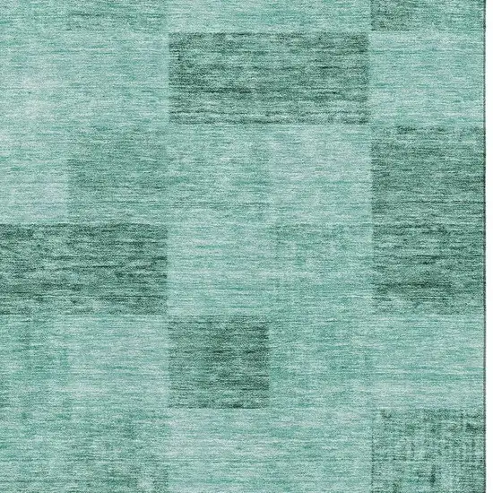 Aqua And Mint Green Geometric Washable Area Rug With UV Protection Photo 2