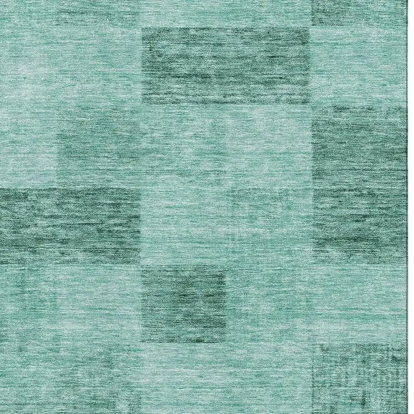 Aqua And Mint Green Geometric Washable Area Rug With UV Protection Photo 2