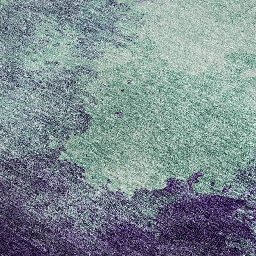 Aqua And Purple Abstract Washable Area Rug With UV Protection Photo 3