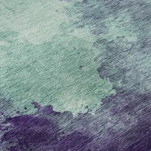 Photo of Aqua And Purple Abstract Washable Area Rug With UV Protection