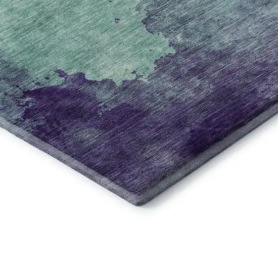 Aqua And Purple Abstract Washable Area Rug With UV Protection Photo 8