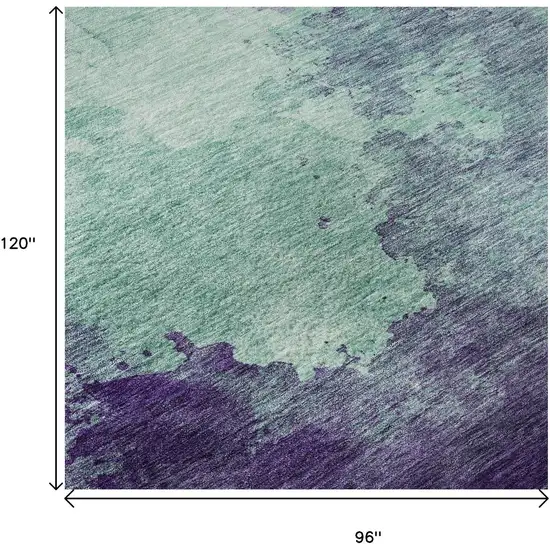 Aqua And Purple Abstract Washable Area Rug With UV Protection Photo 5