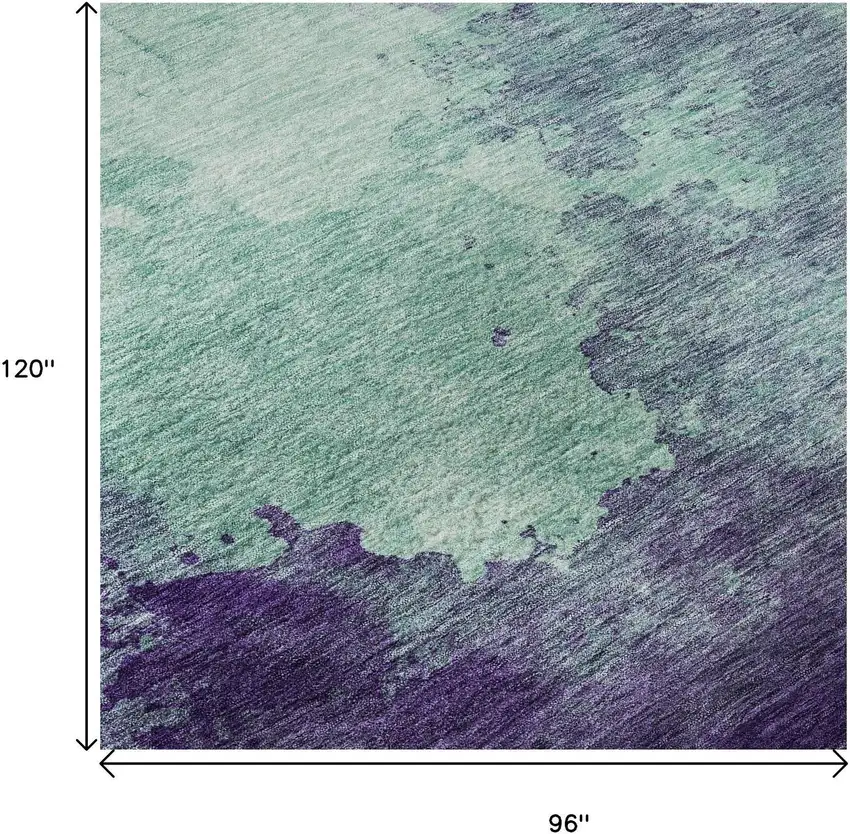 Aqua And Purple Abstract Washable Area Rug With UV Protection Photo 5