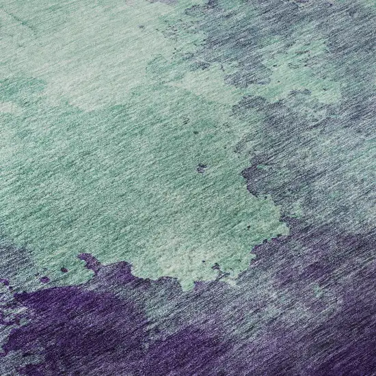 Aqua And Purple Abstract Washable Area Rug With UV Protection Photo 1