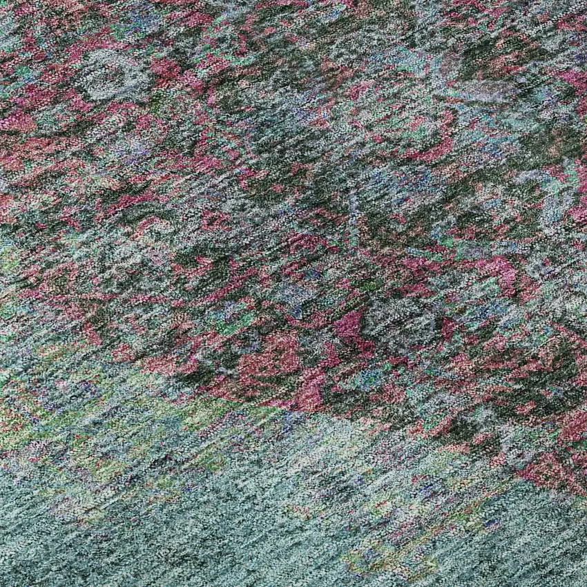 Aqua And Purple Medallion Washable Area Rug With UV Protection Photo 7