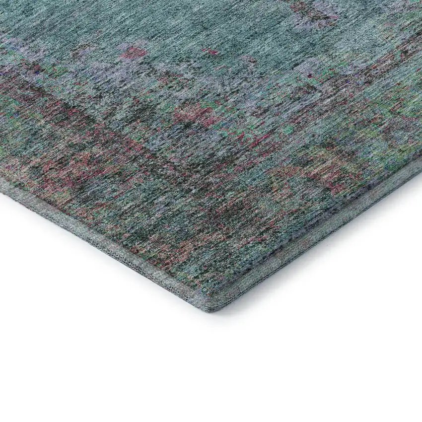 Aqua And Purple Medallion Washable Area Rug With UV Protection Photo 6