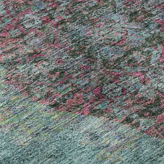 Aqua And Purple Medallion Washable Area Rug With UV Protection Photo 7