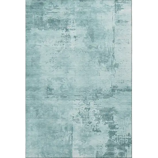 Aqua And Sky Blue Abstract Washable Area Rug With UV Protection Photo 2