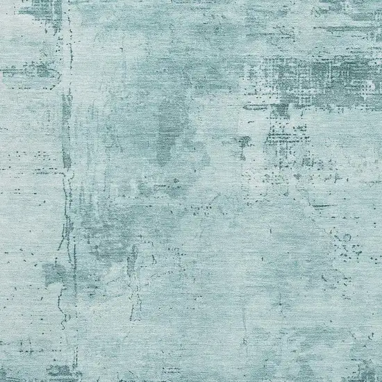 Aqua And Sky Blue Abstract Washable Area Rug With UV Protection Photo 2