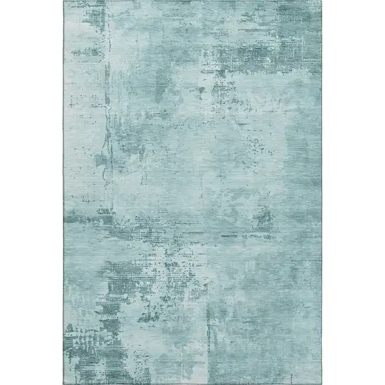 Aqua And Sky Blue Abstract Washable Area Rug With UV Protection Photo 1