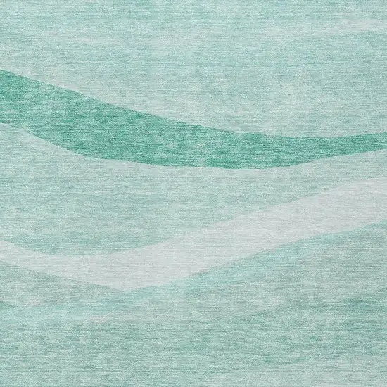 Aqua And Sky Blue Abstract Washable Indoor Outdoor Area Rug Photo 5