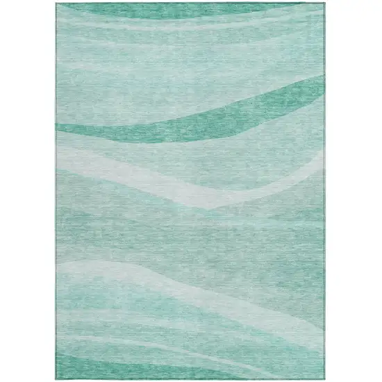 Aqua And Sky Blue Abstract Washable Indoor Outdoor Area Rug Photo 5