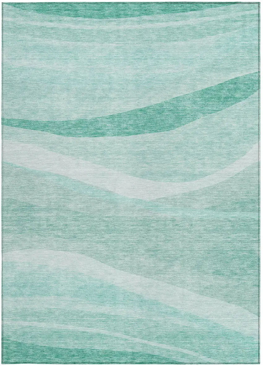 Aqua And Sky Blue Abstract Washable Indoor Outdoor Area Rug Photo 5