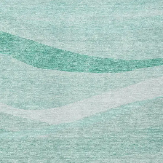 Aqua And Sky Blue Abstract Washable Indoor Outdoor Area Rug Photo 5
