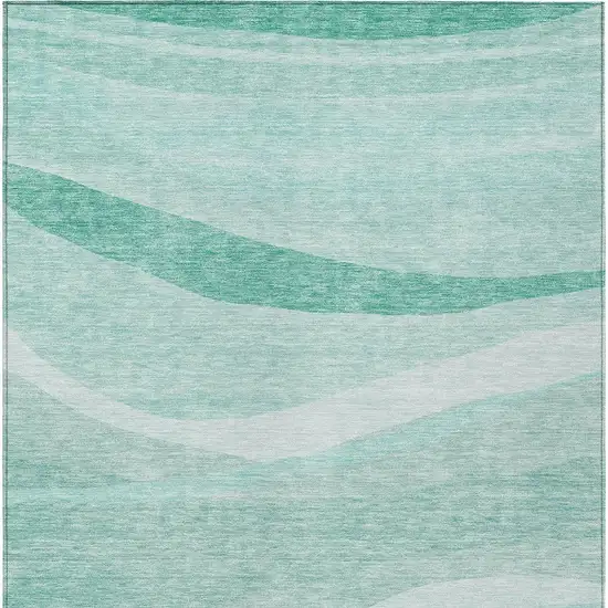 Aqua And Sky Blue Abstract Washable Indoor Outdoor Area Rug Photo 6
