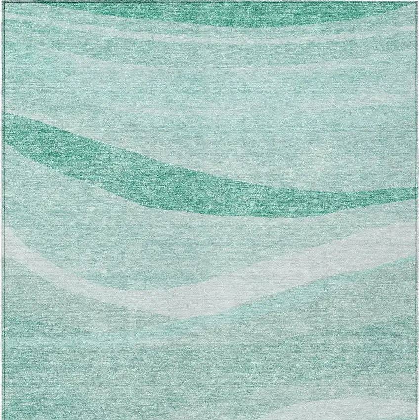 Aqua And Sky Blue Abstract Washable Indoor Outdoor Area Rug Photo 6