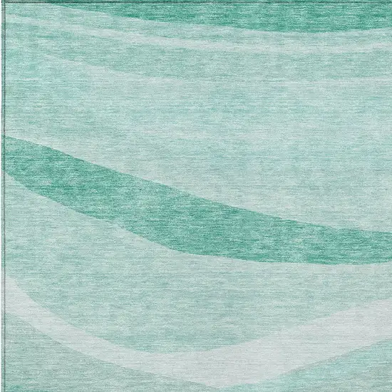 Aqua And Sky Blue Abstract Washable Indoor Outdoor Area Rug Photo 5