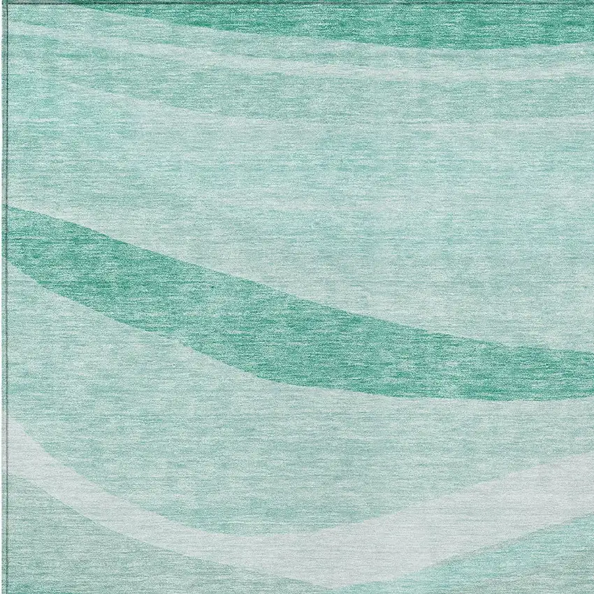 Aqua And Sky Blue Abstract Washable Indoor Outdoor Area Rug Photo 5