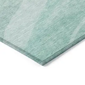 Photo of Aqua And Sky Blue Abstract Washable Indoor Outdoor Area Rug