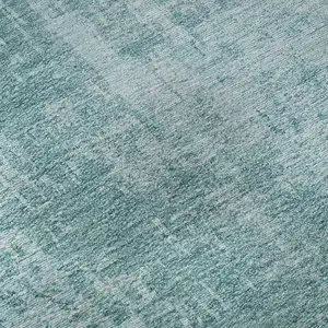 Photo of Aqua And Teal Abstract Washable Area Rug With UV Protection
