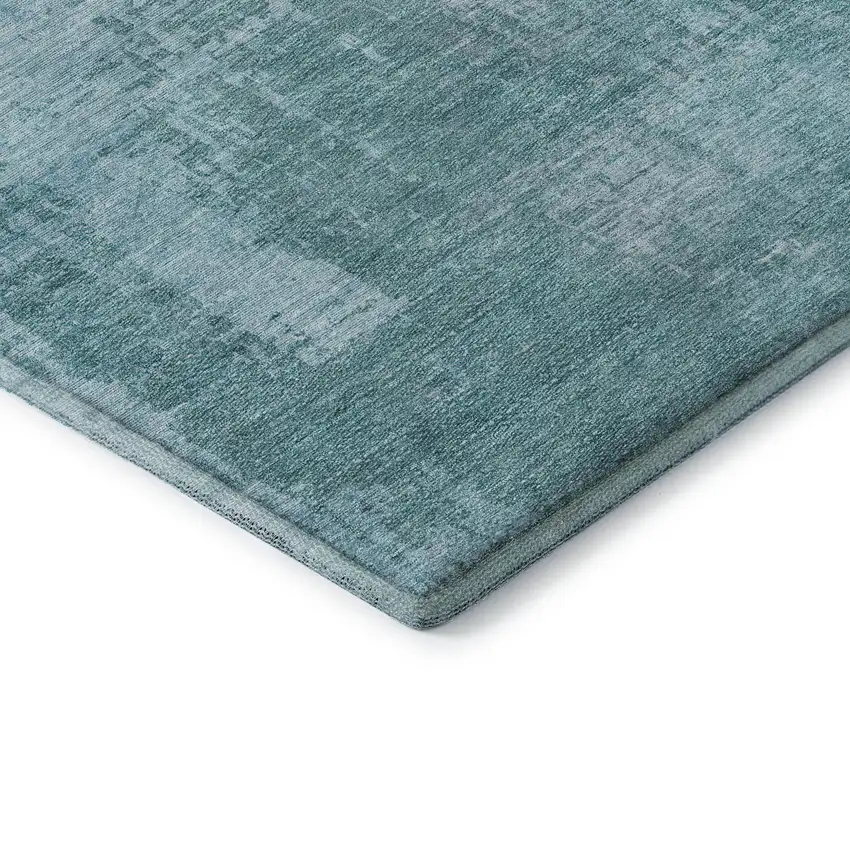 Aqua And Teal Abstract Washable Area Rug With UV Protection Photo 9
