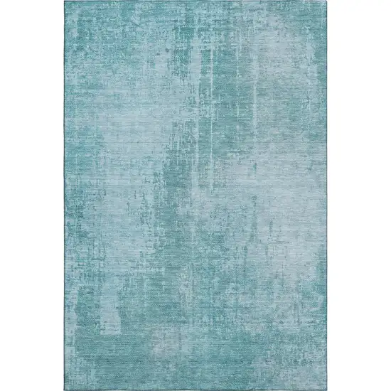 Aqua And Teal Abstract Washable Area Rug With UV Protection Photo 7