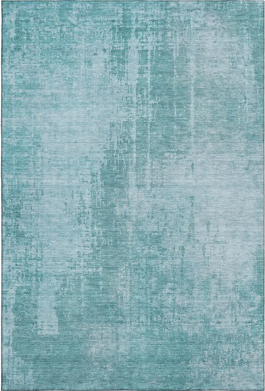 Aqua And Teal Abstract Washable Area Rug With UV Protection Photo 7