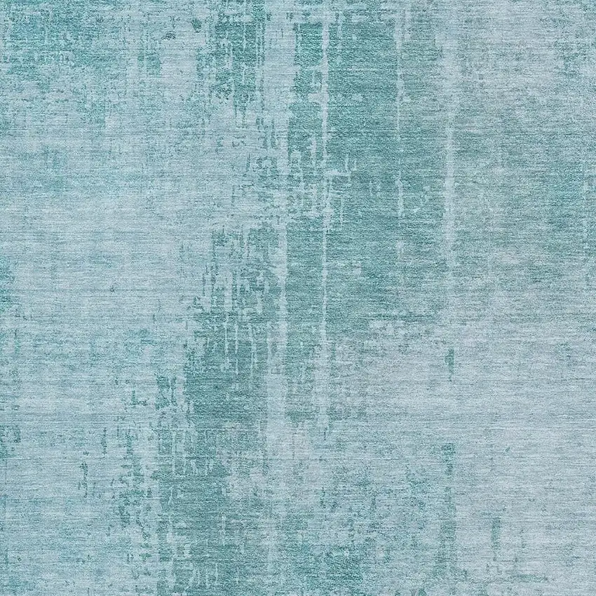 Aqua And Teal Abstract Washable Area Rug With UV Protection Photo 4