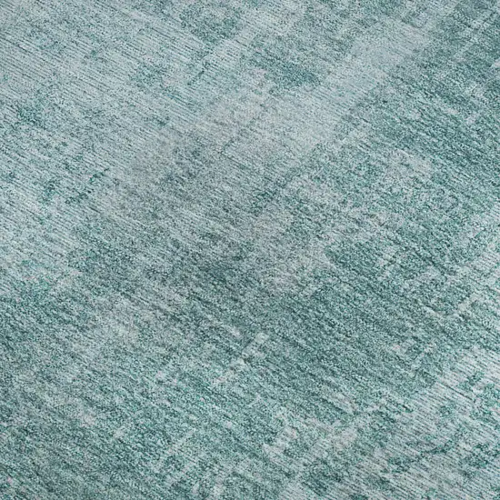 Aqua And Teal Abstract Washable Area Rug With UV Protection Photo 4