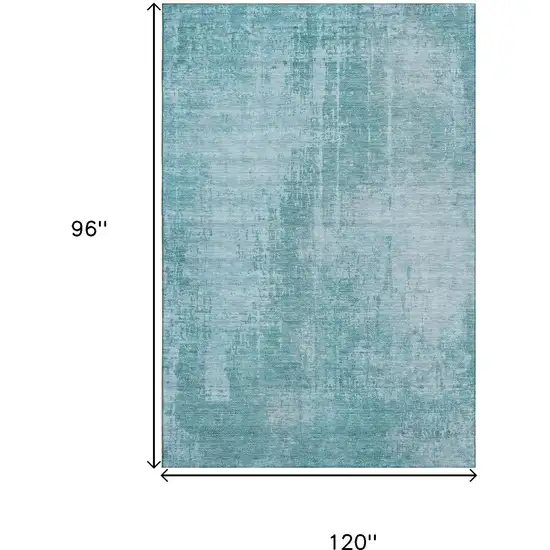 Aqua And Teal Abstract Washable Area Rug With UV Protection Photo 3
