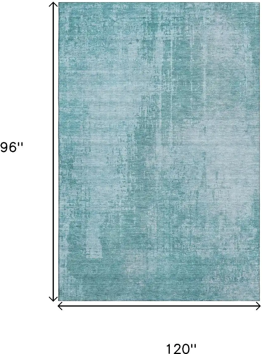 Aqua And Teal Abstract Washable Area Rug With UV Protection Photo 3