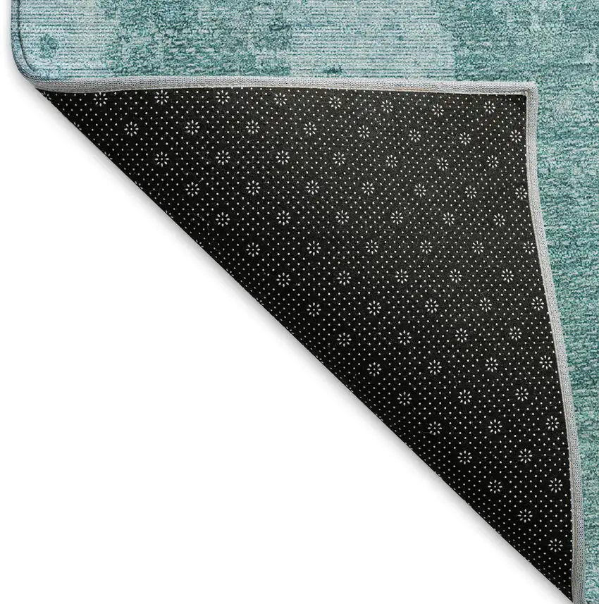 Aqua And Teal Abstract Washable Area Rug With UV Protection Photo 8